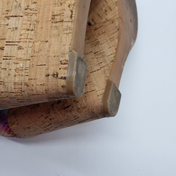 nine West women US 9 rainbow wedge heels Cheerful-30 open toe cork vegan PRIDE - Picture 4 of 12